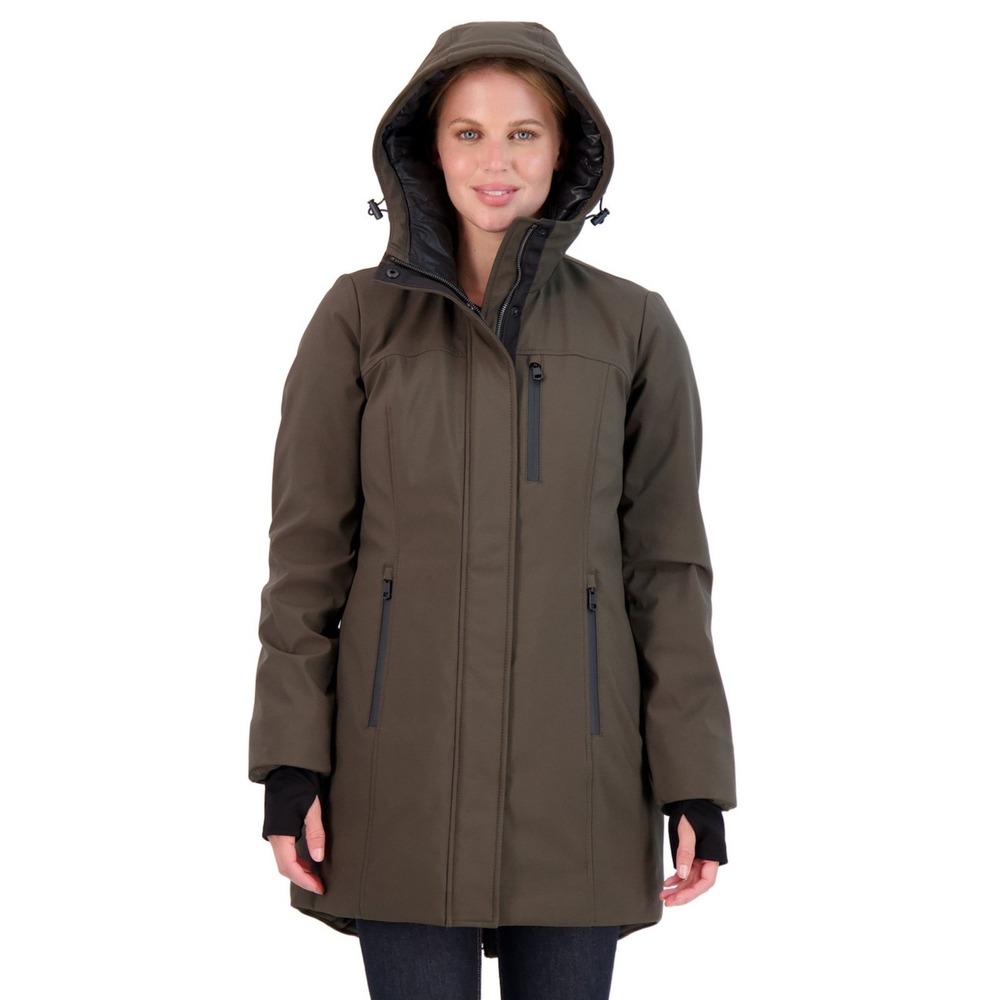 NWT Sebby Collection Women S Olive Green Hooded Parka Heavyweight Jacket Quilted